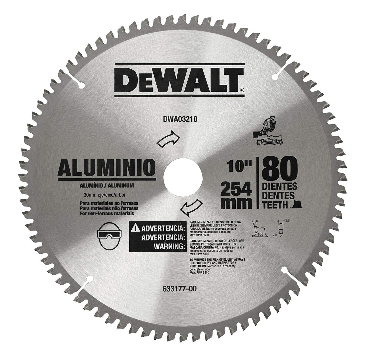 DEWALT Disco Sierra 10 pulgadas 80DPP DWA03210