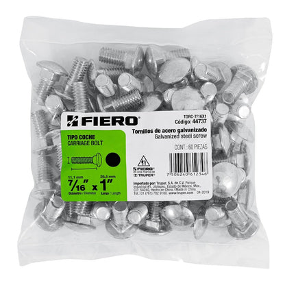 Fiero TORC-7/16X1, Bolsa con 60 tornillos 7/16" x 1" tipo automóvil