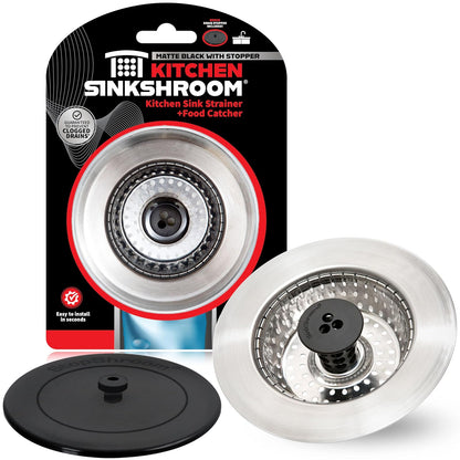 SinkShroom - Colador revolucionario para Fregadero sin obstrucciones con tapón, Acero Inoxidable