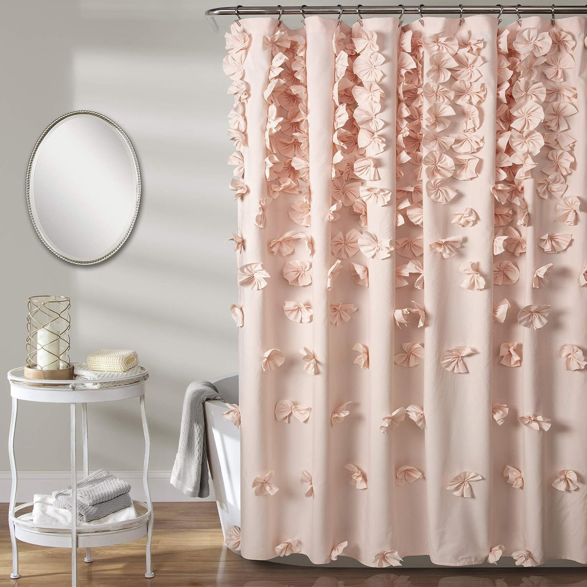 Lush Decor Riley Cortina de Ducha, 182,88 x 182,88 cm, Color Rosa - Blush