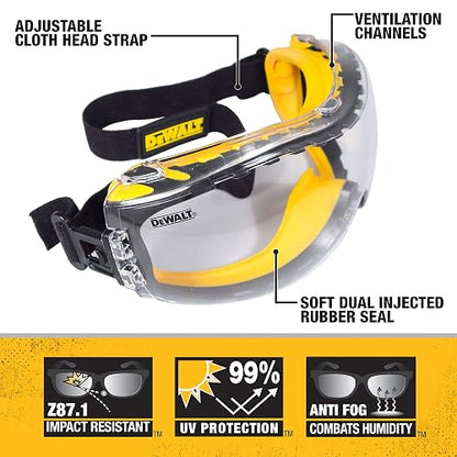 DEWALT Dpg82-11 Corrector Antivaho Dual Mold Safety Goggle, Lente, 1 Par