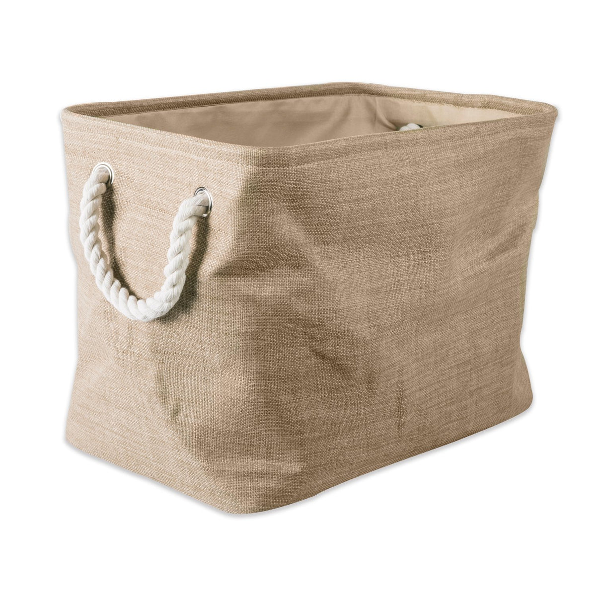 DII, Collapsible Variegated Polyester Storage Bin with Cotton Handles Medium Round Gray - Pequeño - Marrón topo