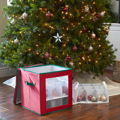 Household Essentials – Caja de Almacenamiento de día Festivo, Color Verde y Rojo, 27-Piece Ornament