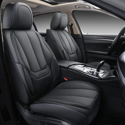 Coverado 8805PU Juego Completo de Fundas de Asiento de Automóvil de Piel Nappa Impermeable Delantero y Trasero, Negro