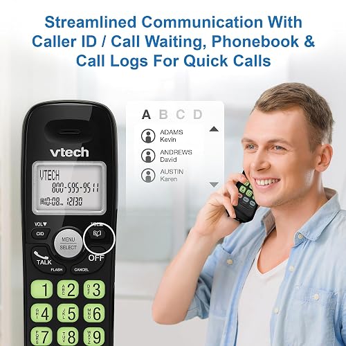 VTech VG131-11 DECT 6.0 - Teléfono inalámbrico - Conexión Bluetooth, visualización Azul-Blanca, Botones Grandes, dúplex Completo, identificación de Llamadas, Montaje en Pared fácil, Alcance de 1000