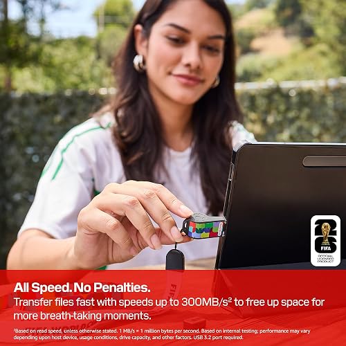 SANDISK - Unidad Flash USB-C de 64 GB, edición FIFA World Cup 2026 - hasta 300 MB/s velocidades de Transferencia, USB 3.2 Gen 1, USB Tipo C - Negro - SDCZIA-064G-G46