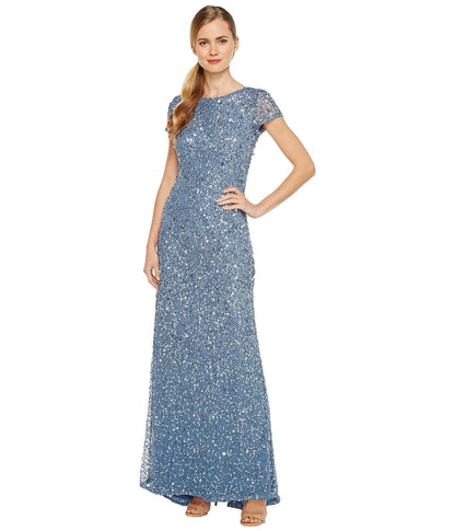 Adrianna Papell Vestido de Lentejuelas de Manga Corta Vestido para Mujer