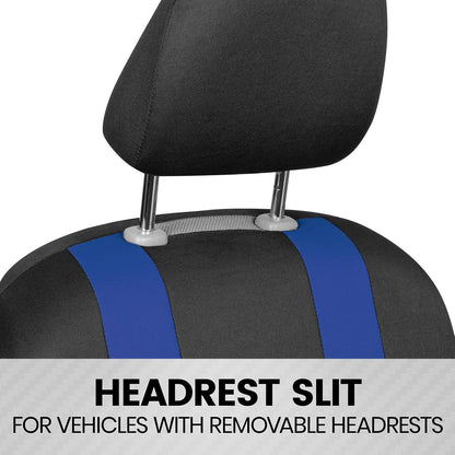 BDK - Juego completo de fundas para asientos de automóvil CarXS Forza Blue, fundas para asientos delanteros bicolores con funda de asiento trasero a juego para automóviles, protectores de asiento de automóvil de politela con diseño de banco dividido, fundas p