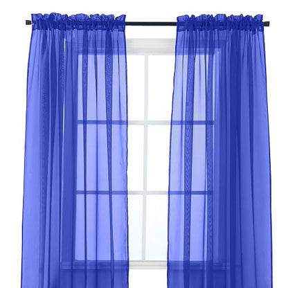 Elegant Comfort - Panel Transparente de 2 Piezas con Bolsillo para Barra de 2 Pulgadas, Cortinas de Ventana de 40 Pulgadas de Ancho x 84 Pulgadas de Largo, Azul neón
