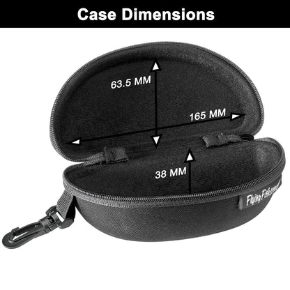 Flying Fisherman Shell Zipper Protective Fabric Sunglass Case with Clip for Men and Women Sunglasses Eyewear | Black, 2-Pack