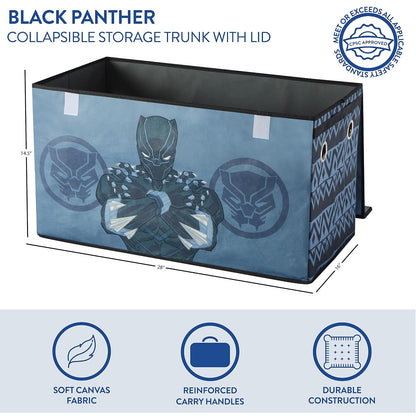 Idea Nuova Marvel Black Panther - Maletero plegable de almacenamiento de juguetes para niños, duradero con tapa (NN220117)