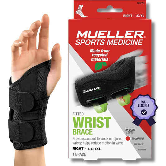 Mueller Fitted Wrist Right , Black, Large/XLarge