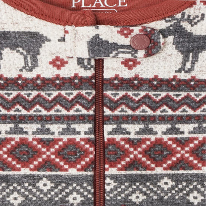 The Children's Place Pijama de una Pieza de algodón de Ajuste cómodo y de Renos Fairisle Mamelucos para bebs y Nios pequeos para niños Unisex