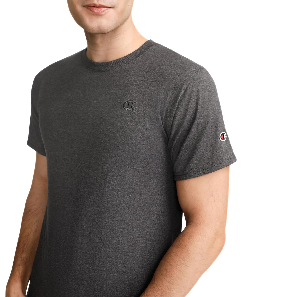 Champion Playera Clásica para Hombre, Cinta Suave en el Cuello, Costuras Reforzadas en los Hombros, Manga Corta, Color Blanco, Talla Grande y Alta