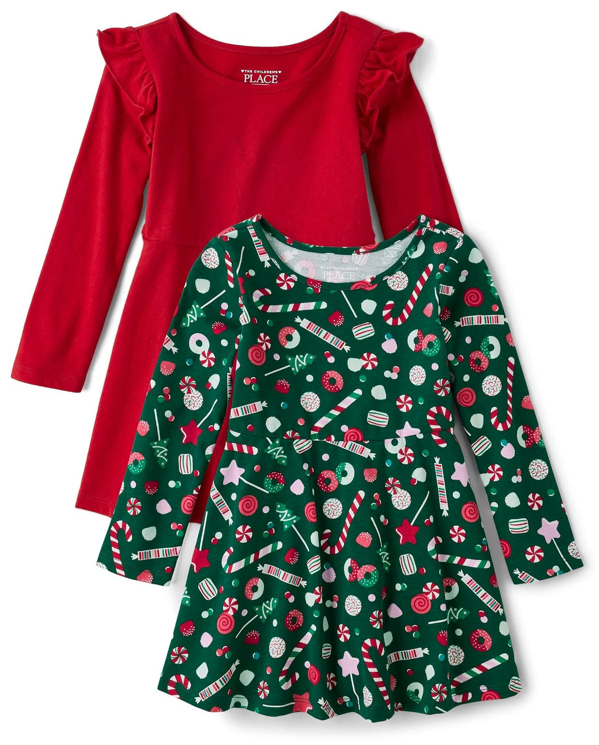The Children's Place Vestido de Manga Larga para niños pequeños, Paquete de 2 Atuendo de Jugador Bebé-Niñas
