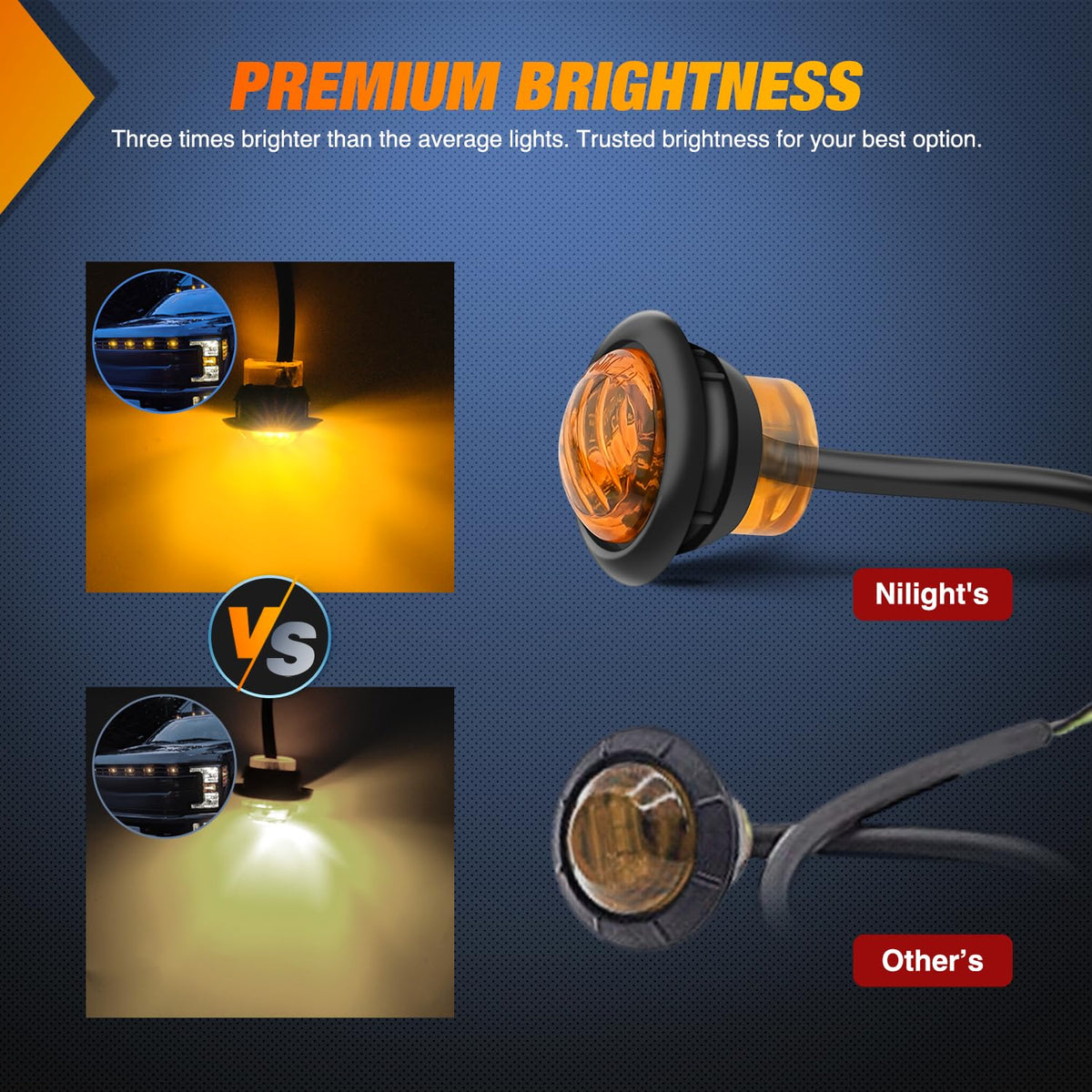 Nilight Luces LED de Marcador Redondas 3/4 in, Rojas, 2 Conectores, IP68, Paquete de 10 TL-253