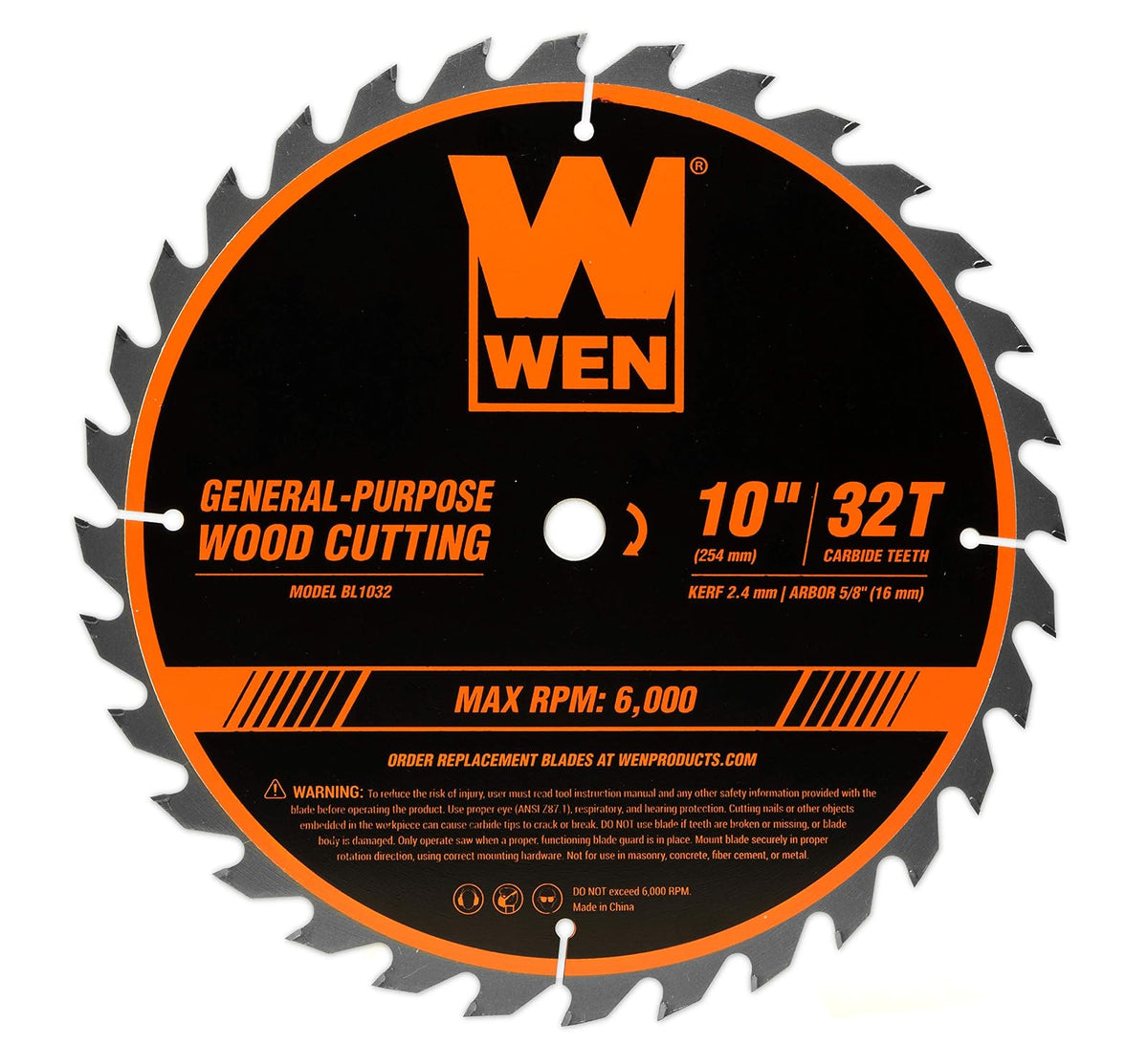 WEN BL1032-2 - Juego de hojas de sierra profesional para carpintería de 32 dientes y 60 dientes con punta de carburo de 10 pulgadas, paquete de dos