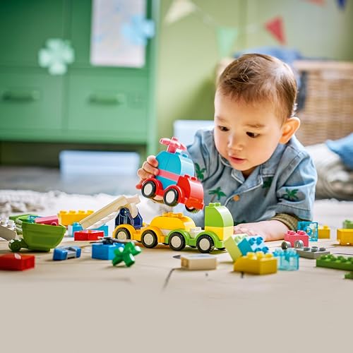 LEGO Duplo Mi Primer Vehículos Creativos – Juguete de Aprendizaje – Auto, Helicóptero, Camión y Camión de Bomberos Que se Convierten en Más Vehículos – Desde 18 Meses – 10474