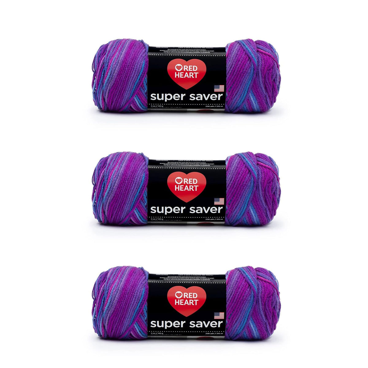 Red Heart Super Saver Estambre Acrílico, Paquete de 3 - Grape Fizz