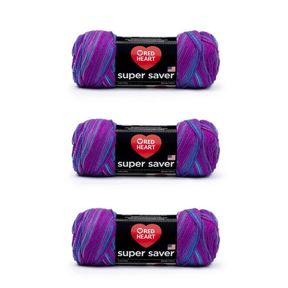 Red Heart Super Saver Estambre Acrílico, Paquete de 3 - Grape Fizz
