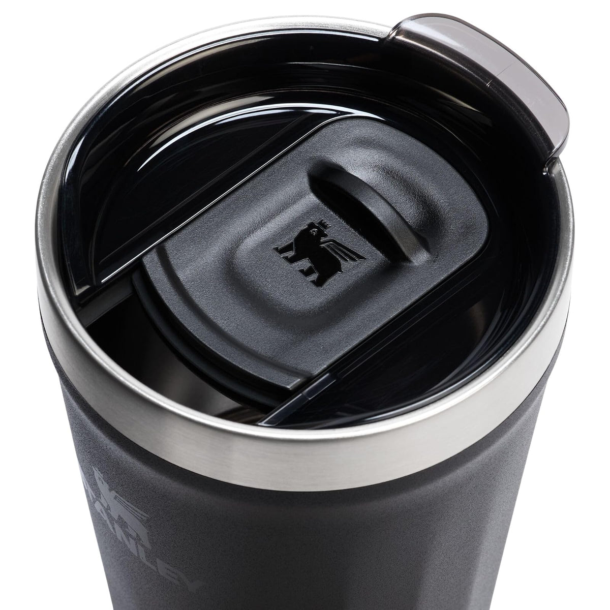 STANLEY - Vaso diario de 16 onzas, tapa a través de la bebida a presión, taza de bebida, café y cóctel, copa de vino de acero inoxidable aislada, sin BPA, negro 2.0