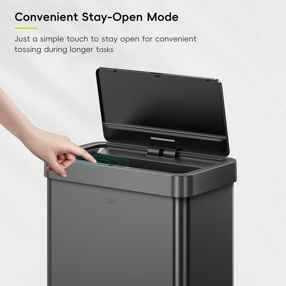 Eko Mirage X 80L Papelera Automática Sensor Acero Inoxidable | Negro mate, sensor de movimiento sin contacto, función apertura 20 minutos, capacidad 25% mayor