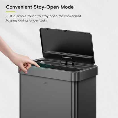 Eko Mirage X 80L Papelera Automática Sensor Acero Inoxidable | Negro mate, sensor de movimiento sin contacto, función apertura 20 minutos, capacidad 25% mayor