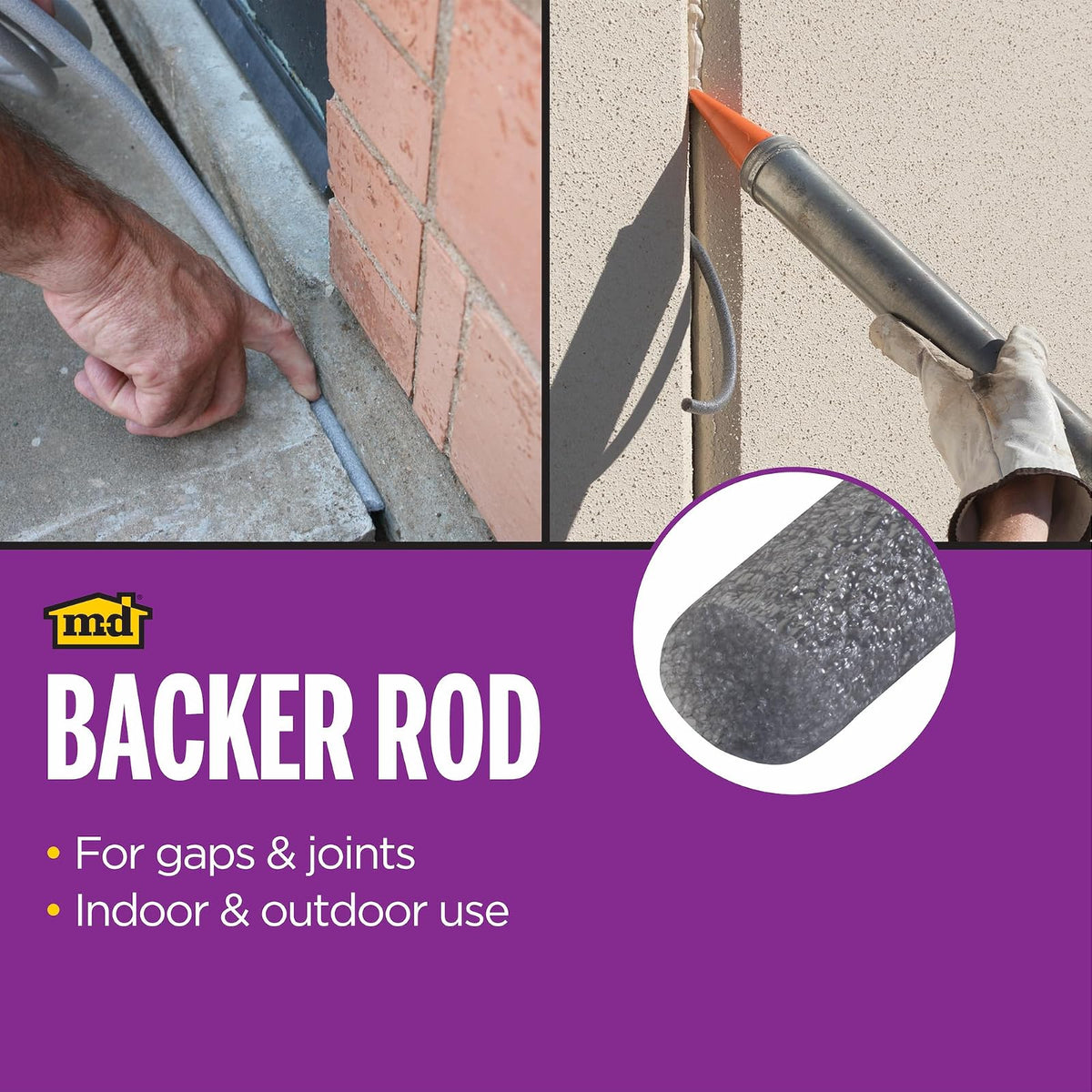 M-D Building Products Varilla 5/8" x 20' 71551 | Gris, espuma de celda cerrada, reduce residuos de calafateo, impermeable