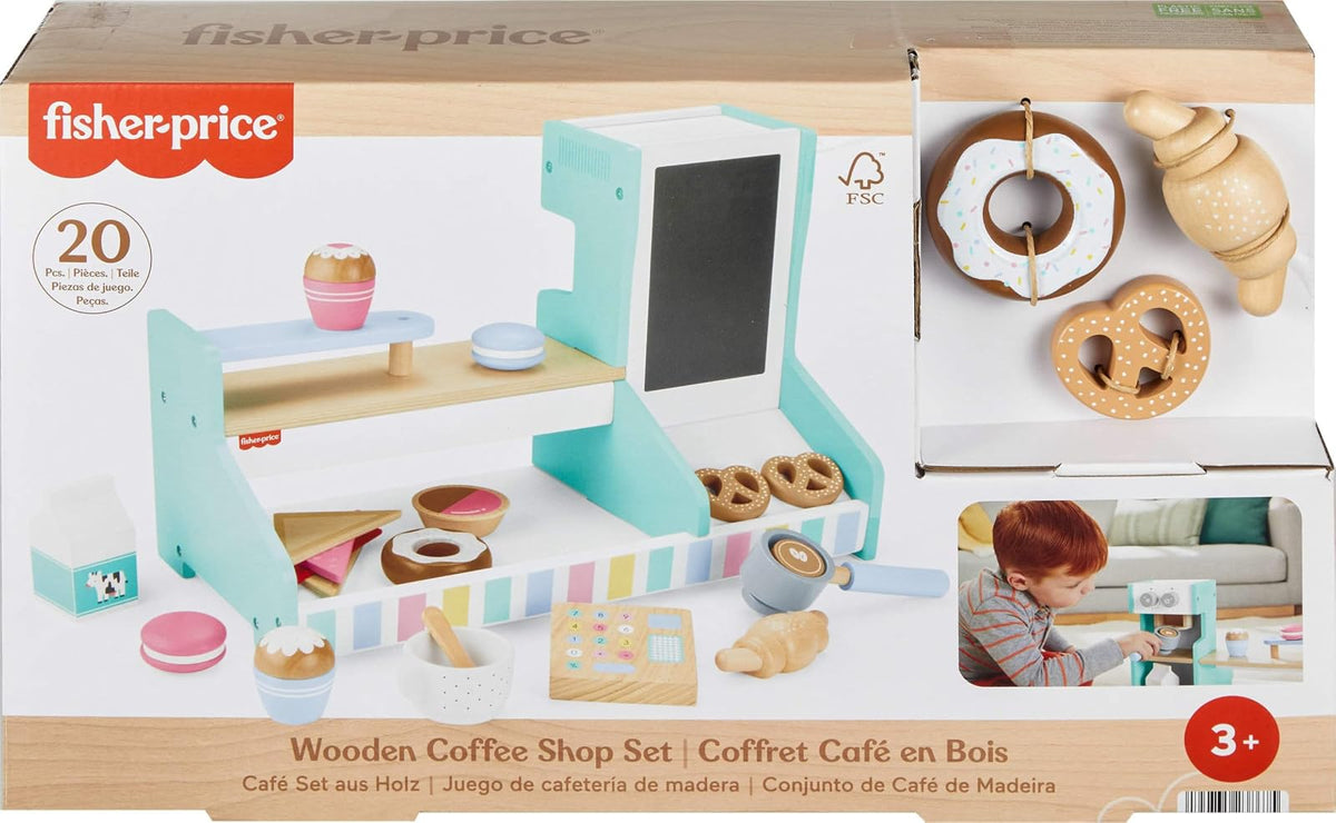 Fisher-Price Juguete para Bebés Set Mi Primer Cafetería de Madera para niños de 3 años en adelante