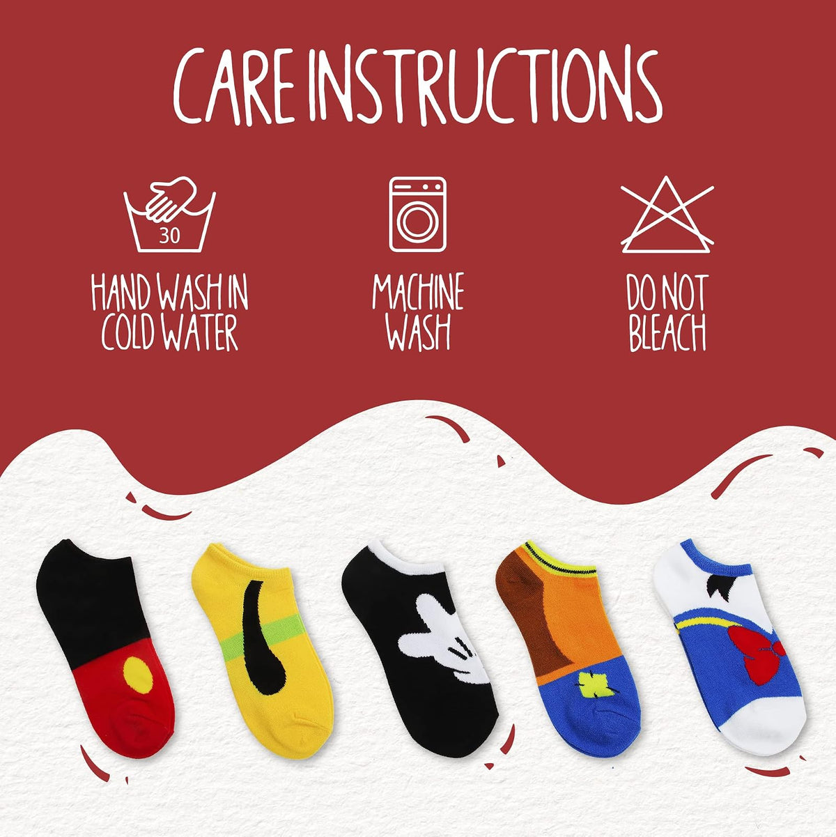 Disney - Paquete de 5 calcetines clásicos para mujer, diseño de Mickey Big Face