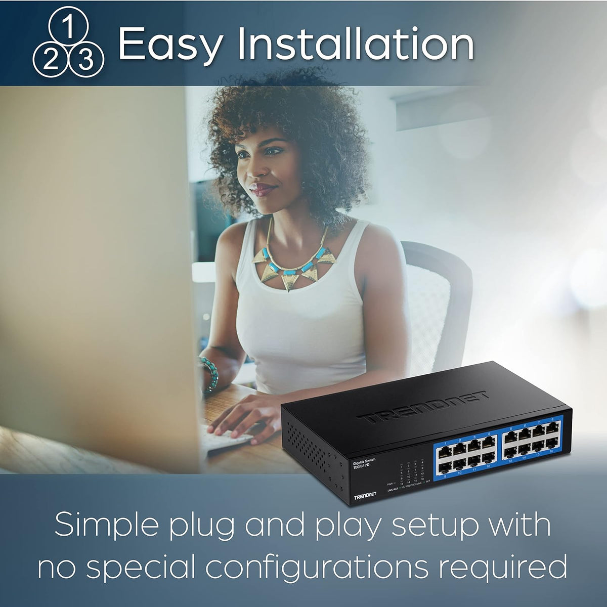 TRENDnet Switch Gigabit de Escritorio de 16 Puertos