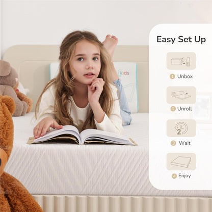 MLILY Colchón Individual en una Caja, colchones de 8 Pulgadas para Cama de niños, Cama Individual, Cama Individual, Espuma viscoelástica Mediana