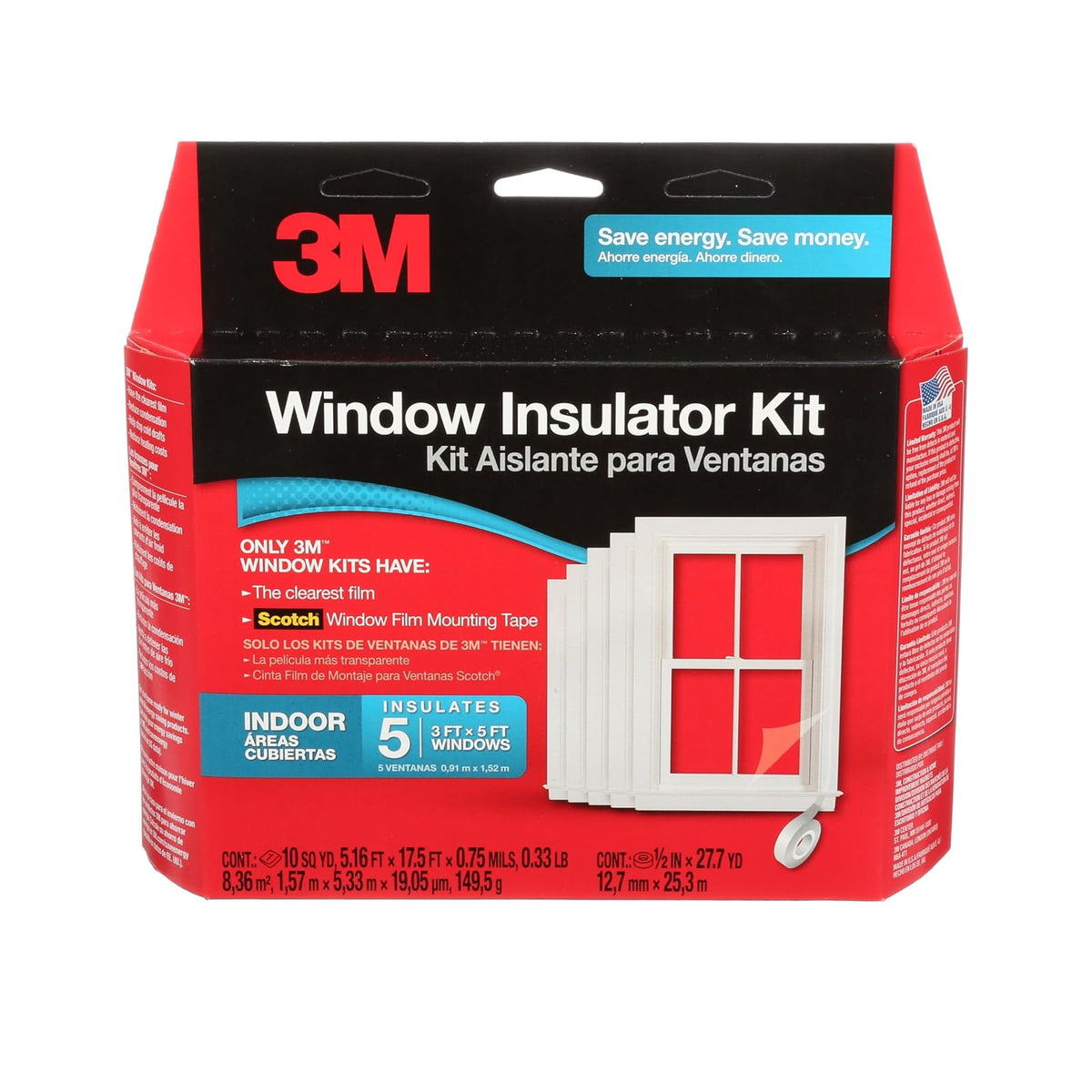 3 m en interior ventana aislante Kit, 5 ventanas, Interiores, 5 Windows, Transparente - Interiores - 5 Windows