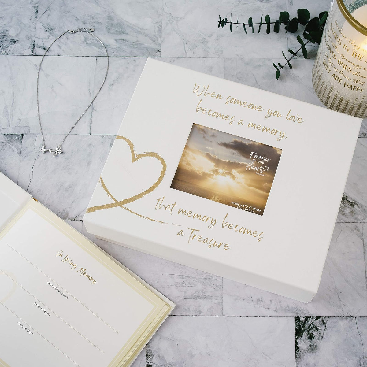 Pavilion- When Someone You Love Becomes a Memory-White & Gold Memory Box