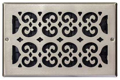 Decor Grates Rejilla de ventilación, de acero, 6 x 10-Inch, Níquel cepillado