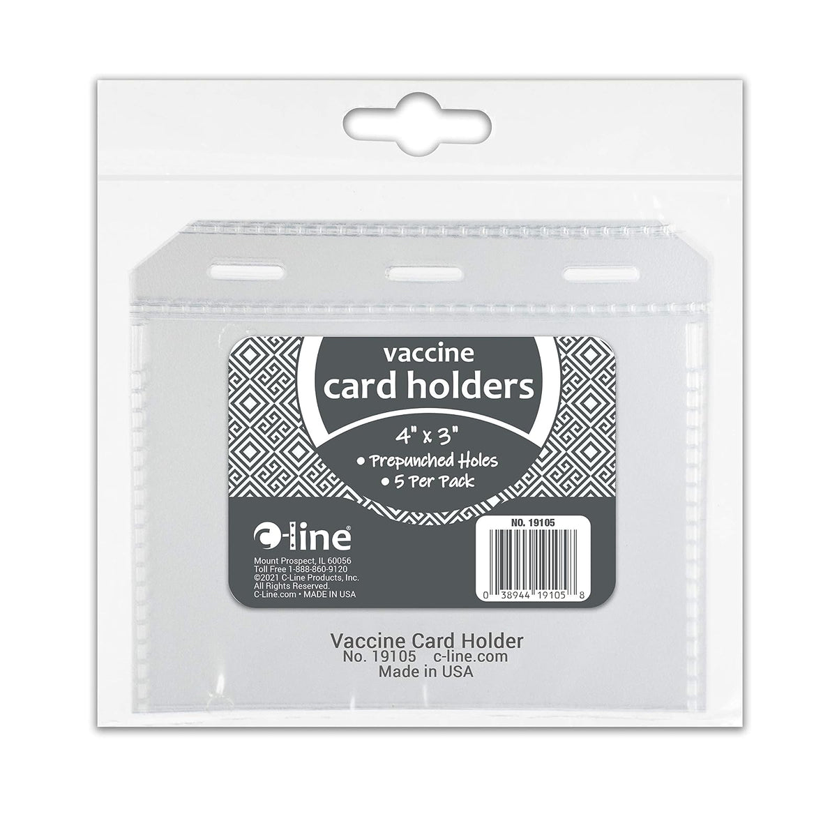 C-Line Portatarjetas de vacunación COVID-19, transparente, 4 x 3 pulgadas, 5/PK (19105)