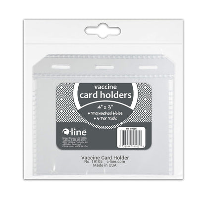 C-Line Portatarjetas de vacunación COVID-19, transparente, 4 x 3 pulgadas, 5/PK (19105)