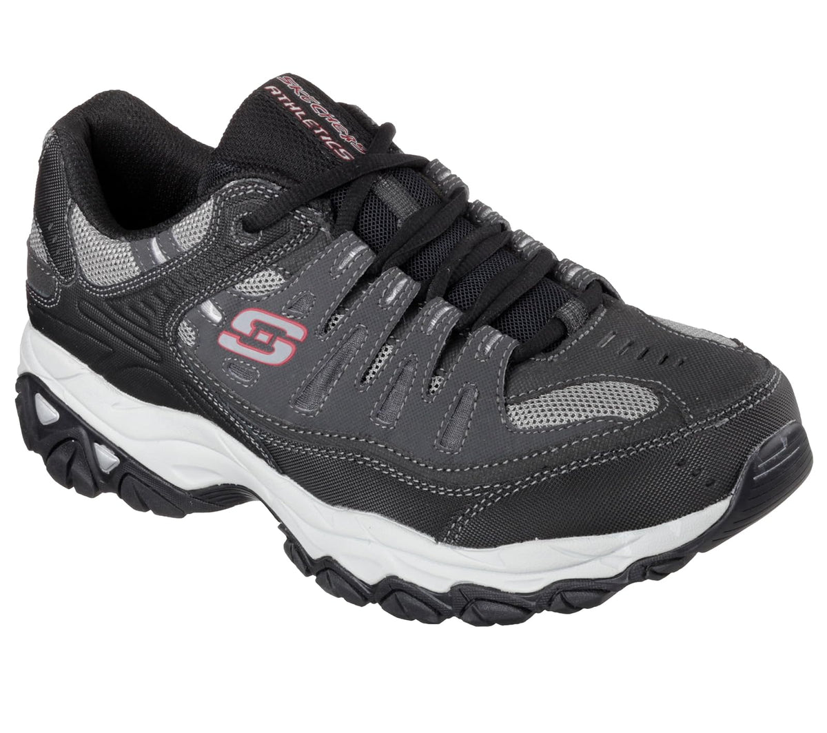 Skechers Men's Afterburn M. Fit | Espuma viscoelástica, entresuela Articu-Lyte, parte superior de piel y malla, informal, con cordones tradicionales