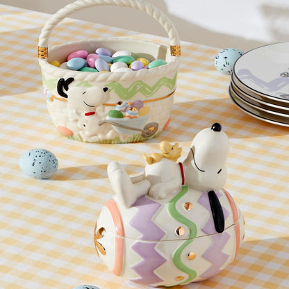 Lenox Peanuts Dulcera Snoopy y Woodstock Pascua Porcelana Huevo Oro 24K Primavera