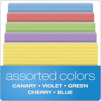 Oxford Tarjetas de color a rayas, 5 x 8 pulgadas, colores surtidos, 100 por paquete (35810)