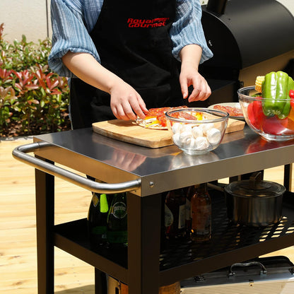 Royal Gourmet PC3404S - Mesa de comedor enrollable con soporte para bolsa de basura, jardín al aire última intervensión, patio, barbacoa, cocina, comida preparada, 30 pulgadas de largo x 19 pulgadas de ancho, mesa de acero inoxidable, plata y negro
