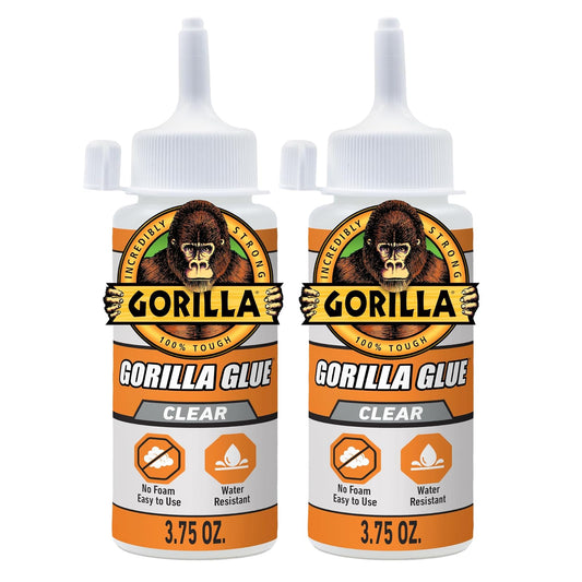 Gorilla - Pegamento transparente, botella de 3.1 onzas (paquete de 2) - Transparente, todo uso y resistente al agua
