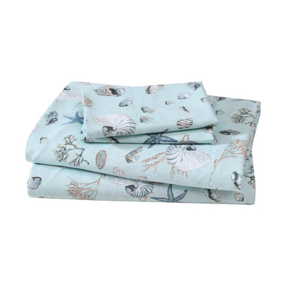 Beatrice Home Fashions Juego de sábanas de Microfibra con Estampado costero, Suave, cómodo, Bolsillos de 14 Pulgadas de Profundidad, Queen, mar Oceanside
