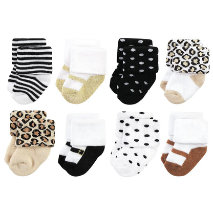 Hudson Baby Cotton Rich Newborn and Terry Socks Calcetín casualbebés niñas - 6-12 Meses - Leopardo neutral