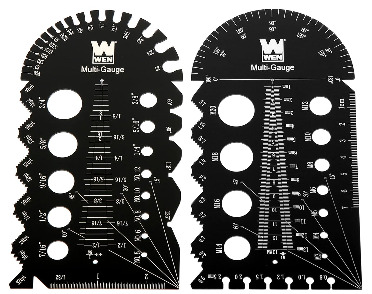 WEN ME210G Metric and Imperial Metal Thread Pitch Multi-Gauge with Carrying Case, Two Pack, Black
