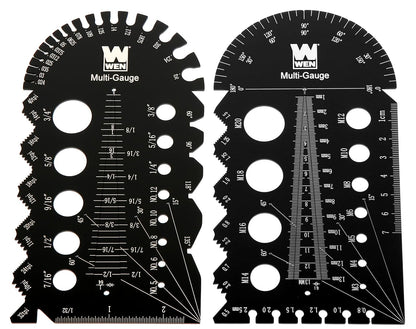 WEN ME210G Metric and Imperial Metal Thread Pitch Multi-Gauge with Carrying Case, Two Pack, Black