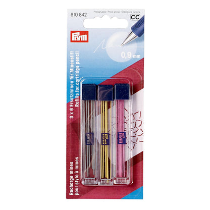 Prym Cartucho, surtido, 0,9 mm, repuesto para lápiz de marcado de tela, 0,9 mm, amarillo