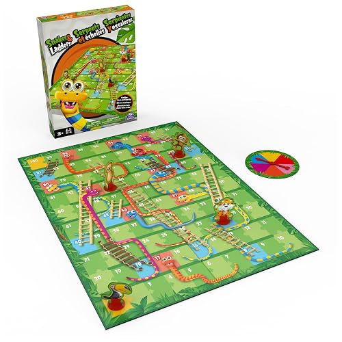 Spin Master Games, Juego Serpientes y escaleras para niños, Juego de Mesa Colorido para 2-4 Jugadores para Noches de Juegos en Familia