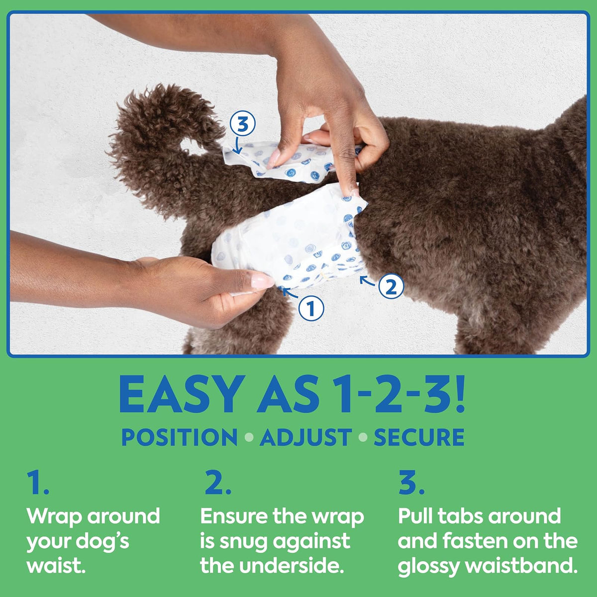 FUERA Pañales desechables para perros machos de Pet Care | Vendas absorbentes masculinas con ajuste a prueba de fugas | Extra pequeño/pequeño, 32 unidades