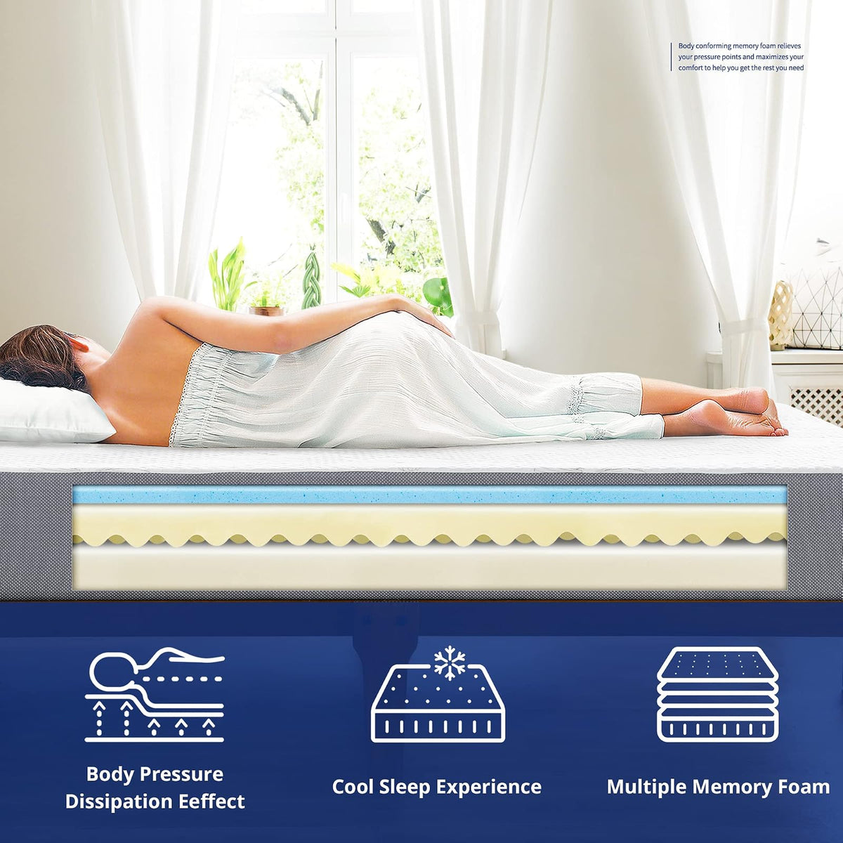 Olee Sleep Colchón de Espuma viscoelástica con infusión de Gel ventilado de 6 Pulgadas, Certificado CertiPUR-US®, Gris, Completo